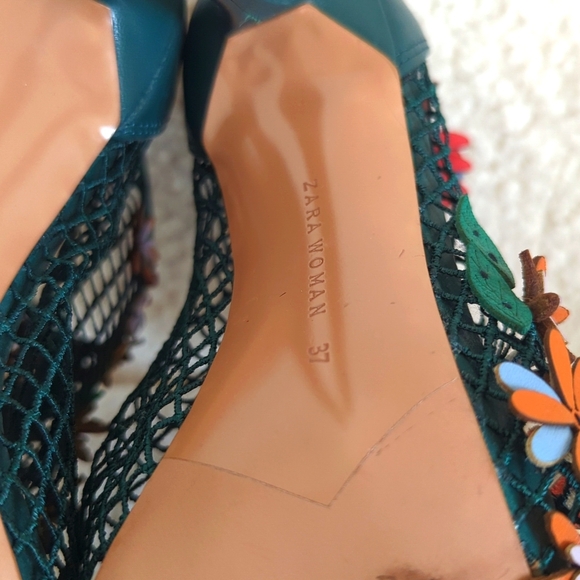 Zara Green Colorful Floral Mesh Heeled Bootie - Picture 9 of 11